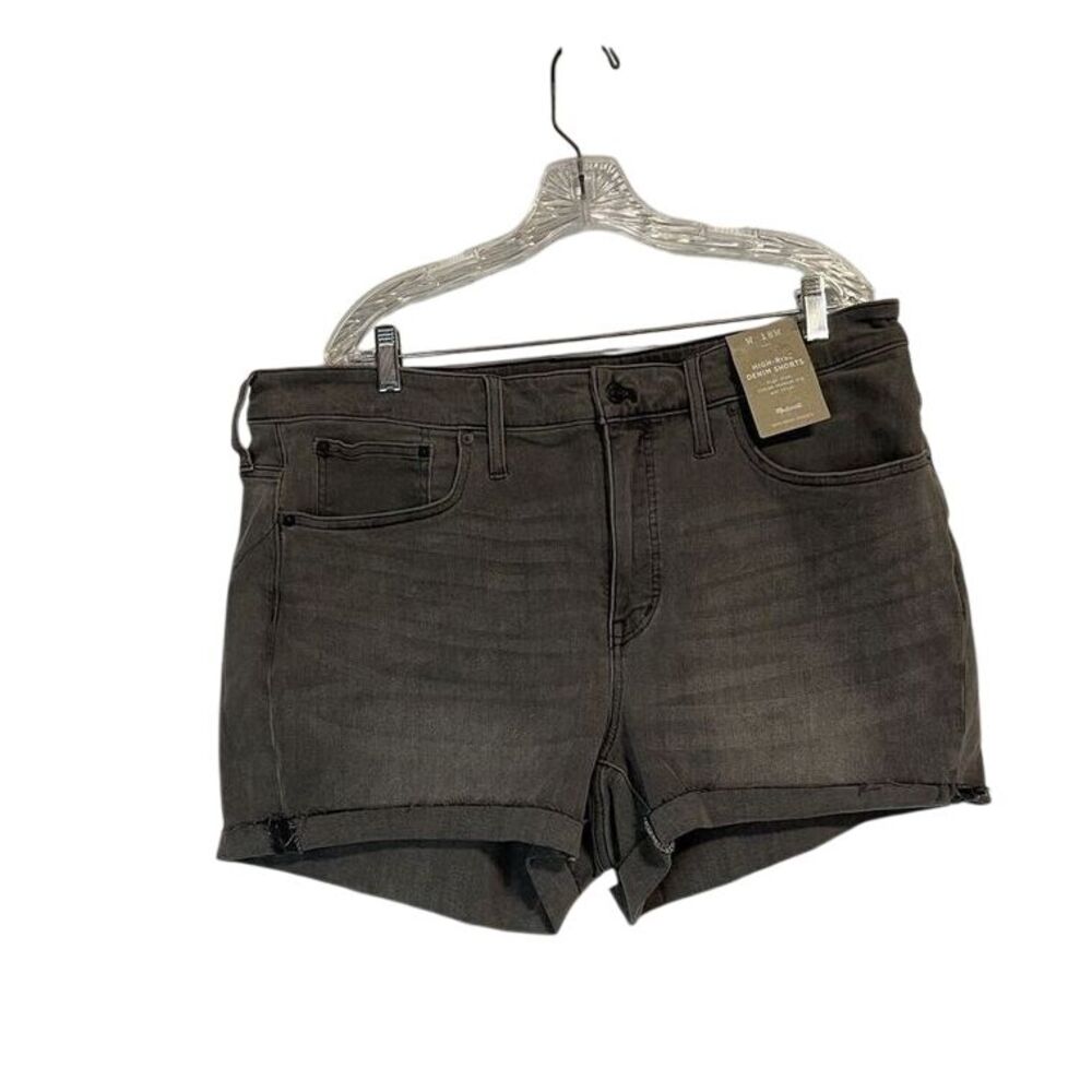Madewell High Rise Cuffed Denim Shorts Slate Wash‎ Raw Hem Size 18W NWT